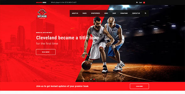 Splash - Sport Club WordPress Theme for Basketball, Football, Hockey