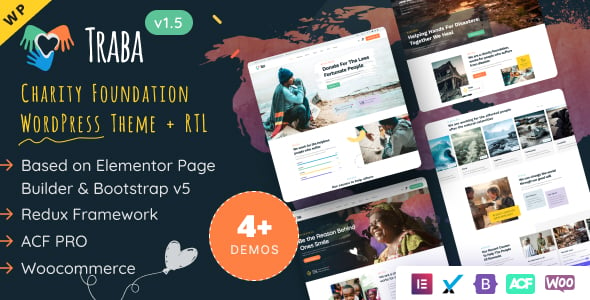 Traba - Charity Foundation & Donation Elementor WordPress Theme