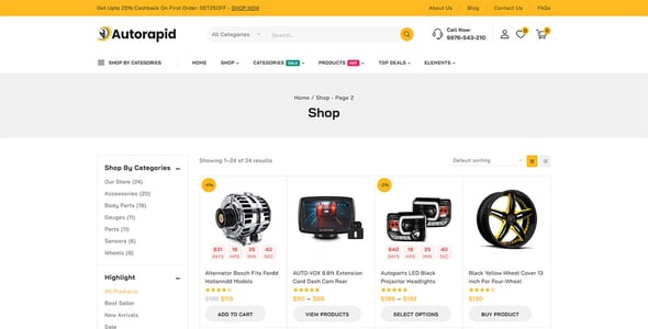 Autorapid - Automobile and Tools Store Elementor WooCommerce Responsive Theme