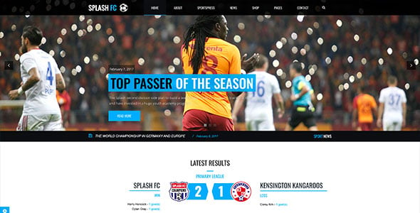 Splash - Sport Club WordPress Theme for Basketball, Football, Hockey