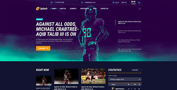 Splash - Sport Club WordPress Theme for Basketball, Football, Hockey