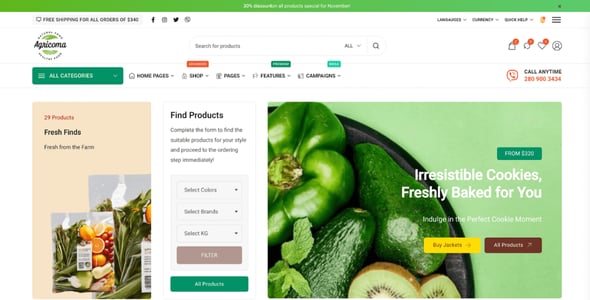 Agricoma - Organic Food Grocery WooCommerce Theme