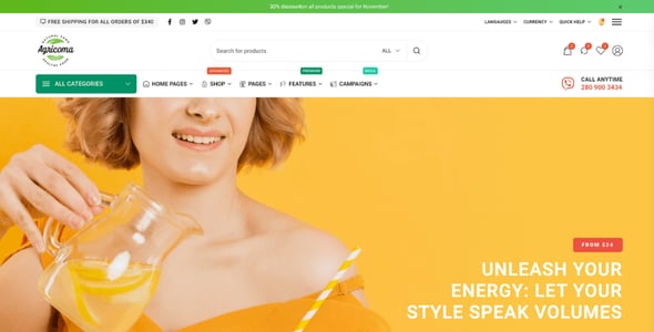 Agricoma - Organic Food Grocery WooCommerce Theme