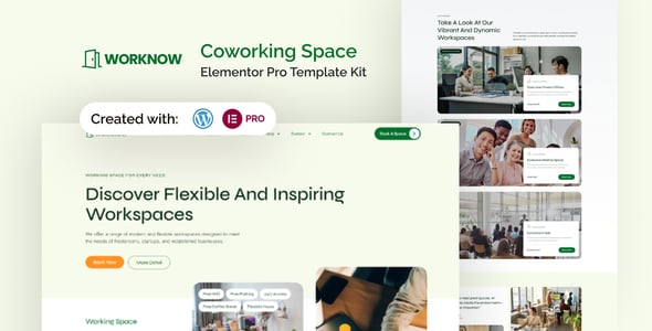 Worknow - Coworking Space Elementor Pro Template Kit