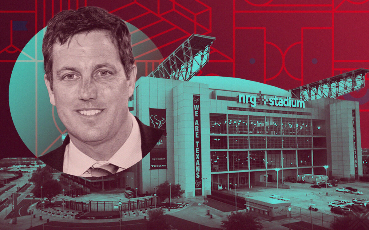 Chris Canetti, president of Houston’s 2026 World Cup bid committee, with NRG Stadium (Twitter, NRG Stadium, iStock)