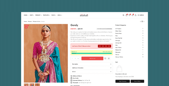 Anarkali -  Fashion Shop WooCommerce Elementor Theme