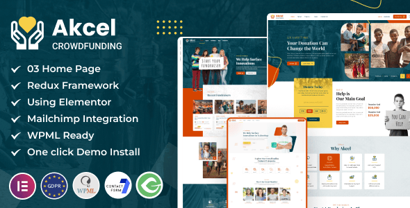 Akcel - Crowdfunding Charity WordPress Theme