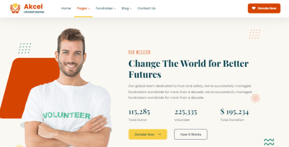 Akcel - Crowdfunding Charity WordPress Theme